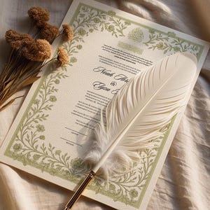 Romantic Nikkah Certificate, Islamic Wedding Contract, Nikah Nama, Muslim Marriage Sign, Personalised Names, Islamic Quran Verse