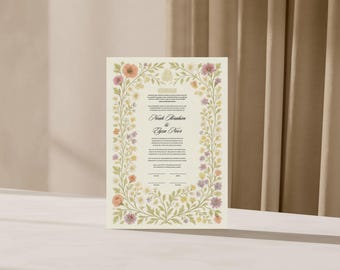 Certificado Floral Nikkah: Contrato de Boda Islámica (Plantilla A4 de descarga digital)