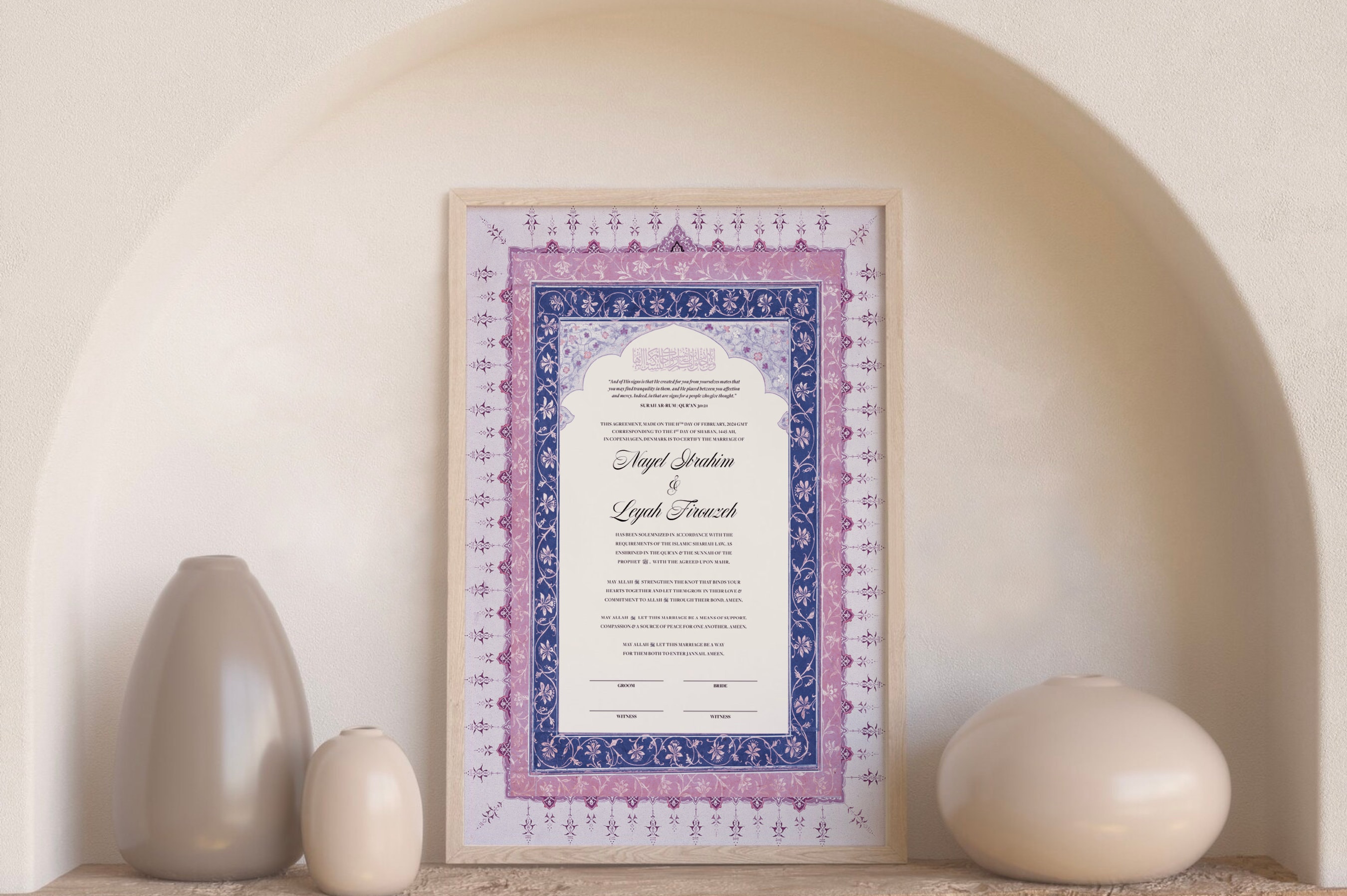 Personalized Nikkah Certificate: Islamic Wedding Contract (digital  Download) - Etsy, image size:2700x1797