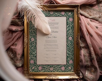 Certificado Nikkah de Lujo: Contrato de Boda Islámica (Descarga digital, plantilla A4)