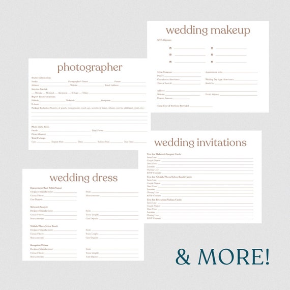 Indian Pakistani Wedding Planner: Printable Wedding Guide (Digital Download)