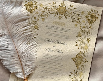 Luxury Nikkah Certificate: Islamic Wedding Contract (Digital Download A4 Template)