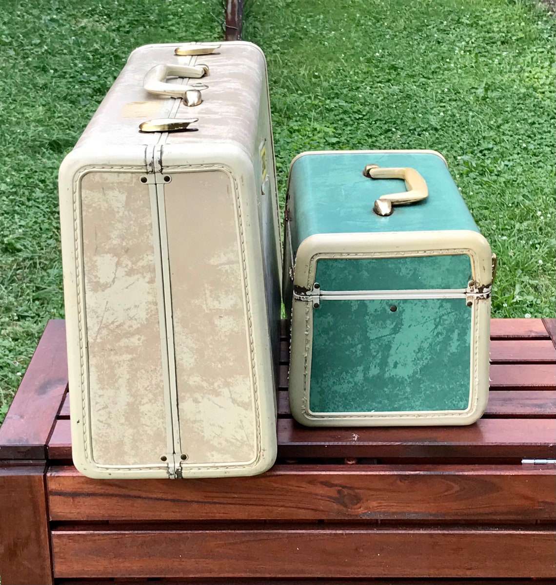 1950s Samsonite Luggage Set 2 Vintage Turquoise Train Case Etsy