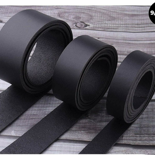 Black Full Grain Leather Belt Blank, 9/10 OZ Tooling Strap