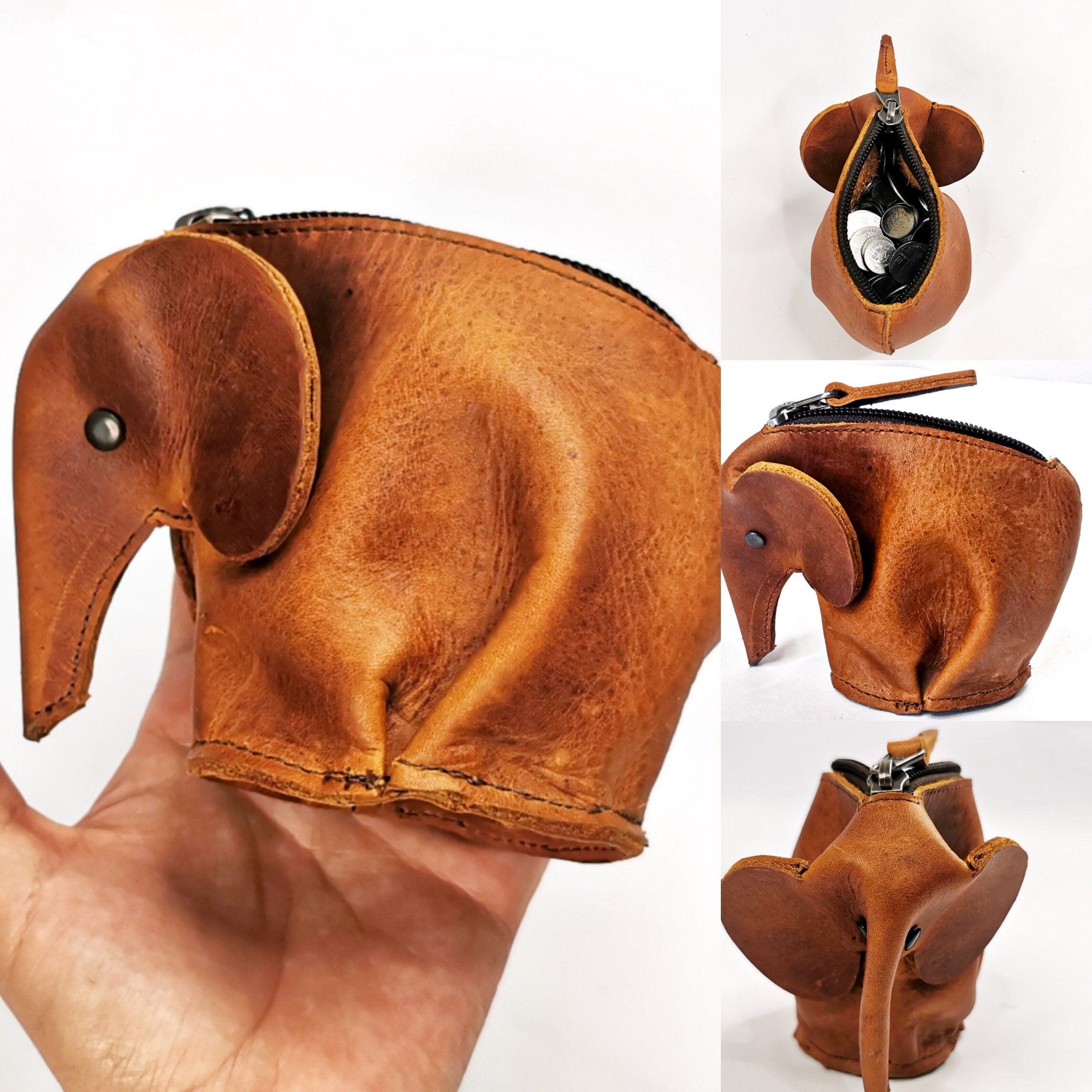 Mini Elephant Coin Purse For Women, Genuine Leather Storage Bag, Clutch  Wallet With Wristlet - Temu