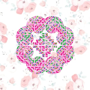 Hmong elephant motif with colored embroidery digital file