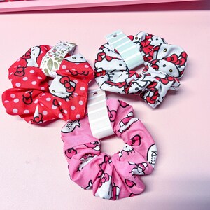 Cute kawaii kitty cat hair tie scrunchies set of 3