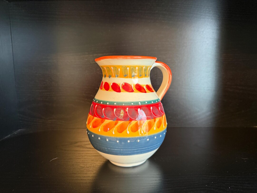 Pitcher In Spanish Hand Painted Spanish Pottery Pitcher Vase Mediterranean Ceramic Jug ...