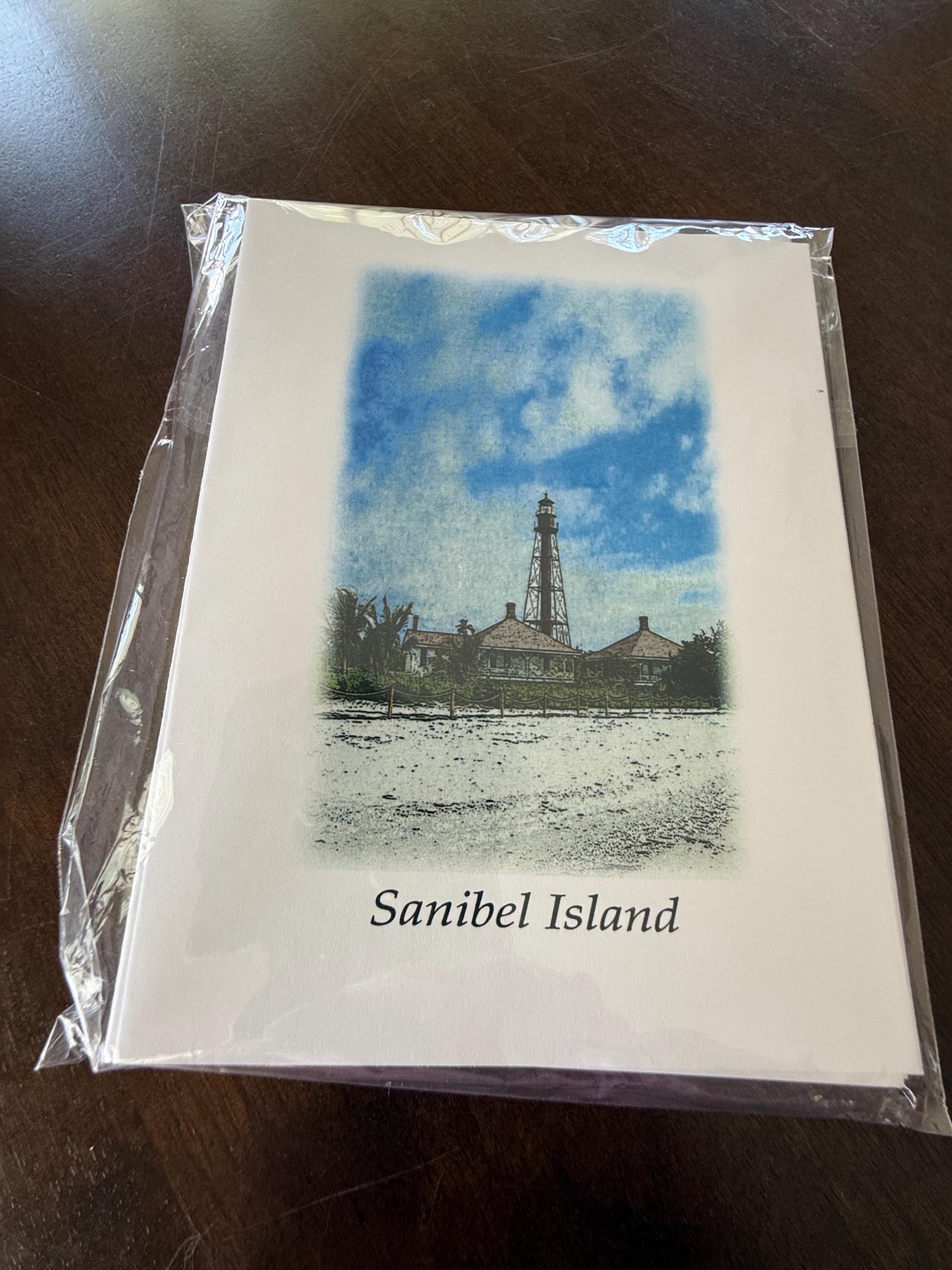 Santa Bell Note Sanibel Island Lighthouse Note Cards Set (6) With Envelopes by Heather ...
