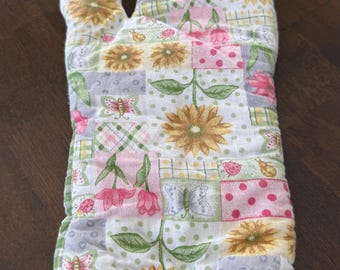 Floral Patchwork Oven Mitt Cottagecore Kitchen Glove Quilted Cotton Farmhouse Decor