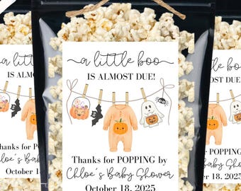 Halloween Baby Shower Favors A Little Boo is Almost Due Ghost Clothesline Baby Shower Gifts for Guests Popcorn Favor Bags Personalized Gifts