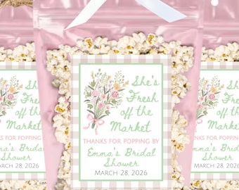 Fresh off the Market Bridal Shower Favors She's Off the Market Floral Wedding Shower Gift for Guests Popcorn Treat Bags Personalized Wedding