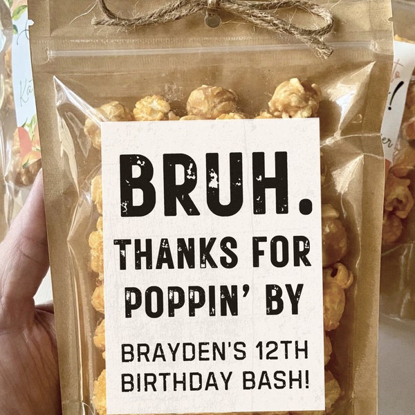 Boy Birthday Party Favors Bro Bruh Birthday Party Decor Popcorn Treat Bags Kids Party Laser Tag Party Jump Party Cool Bro Custom Favors