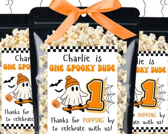 One Spooky Dude Birthday Party Favors Spooky One Halloween First Birthday Gift for Guests Boy Fall 1st Birthday Personalized Favor Bags