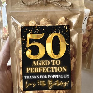 50th Birthday Party Favors Aged to Perfection Vintage Fiftieth Birthday Gift for Guests Birthday Dinner Bags Milestone Black Gold 60th 70 80