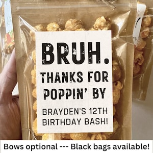 Boy Birthday Party Favors Bro Bruh Birthday Party Decor Popcorn Treat Bags Kids Party Laser Tag Party Jump Party Cool Bro Custom Favors