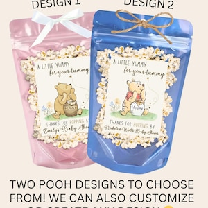 Classic Winnie the Pooh Baby Shower Favors A Little Hunny is on the Way Pooh Birthday Favor Popcorn Bags We can Bearly Wait Gender Neutral image 3