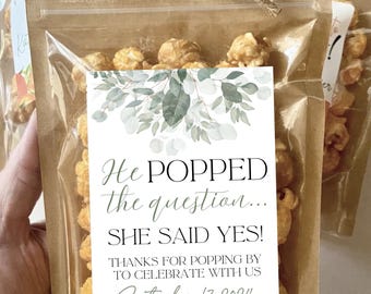 Engagement Party Gifts He Popped the Question Greenery Bridal Shower Favors Wedding Favors Personalized Bags Engagement Party Decorations