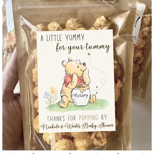 Classic Winnie the Pooh Baby Shower Favors A Little Hunny is on the Way Pooh Birthday Favor Popcorn Bags We can Bearly Wait Gender Neutral image 4