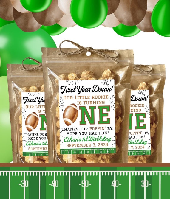 Football Birthday Party Favors First Year Down First Birthday Football Party Supplies Boy 1st Birthday Decorations Popcorn Bag Turning One