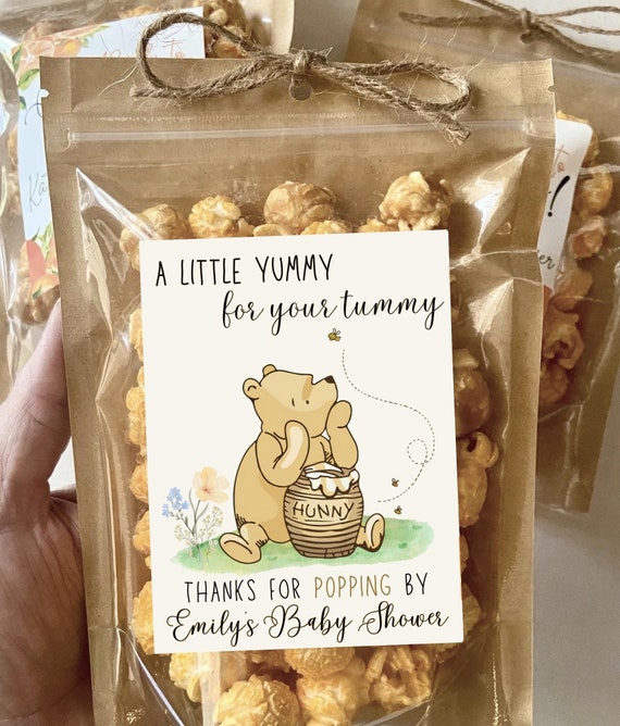 Classic Winnie the Pooh Baby Shower Favors A Little Hunny is on the Way Pooh Birthday Favor Popcorn Bags We can Bearly Wait Gender Neutral