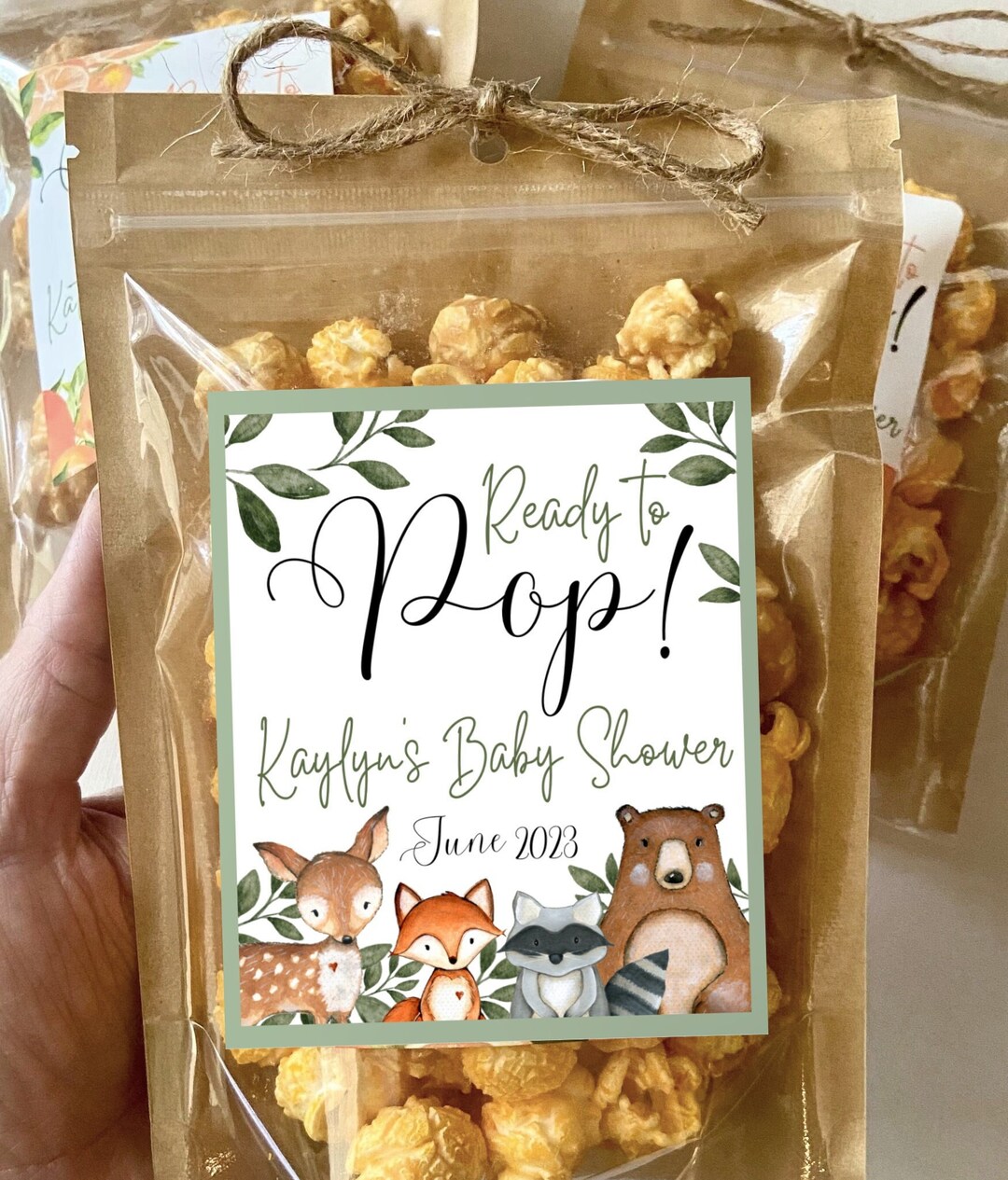 Woodland Baby Shower Favors Ready to Pop Popcorn Bags About to Etsy