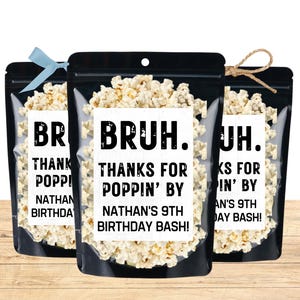 Boy Birthday Party Favors Bro Bruh Birthday Party Decor Popcorn Treat Bags Kids Party Laser Tag Party Jump Party Cool Bro Custom Favors image 2