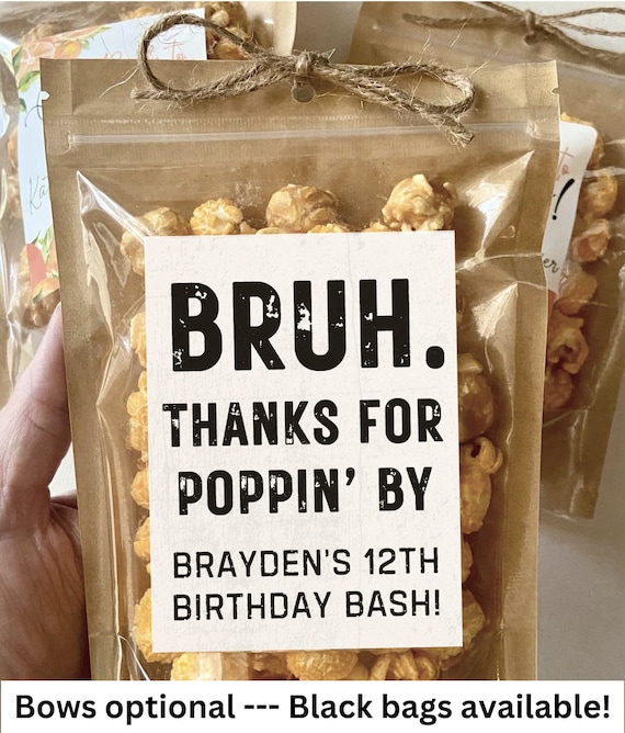 Boy Birthday Party Favors Bro Bruh Birthday Party Decor Popcorn Treat Bags Kids Party Laser Tag Party Jump Party Cool Bro Custom Favors