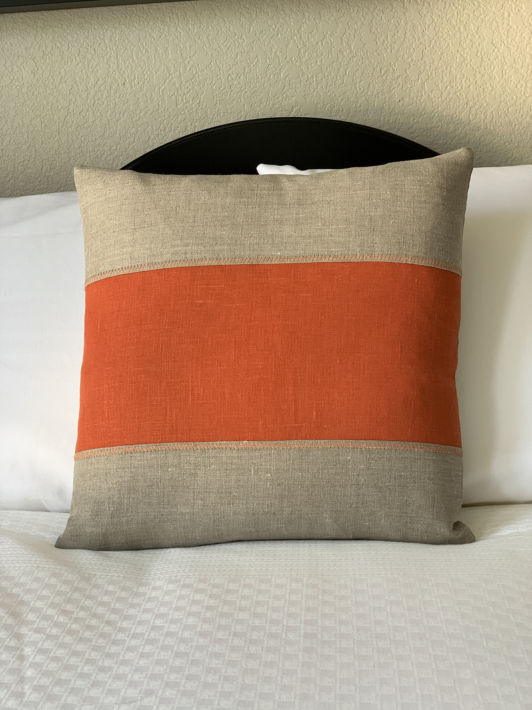 Rustic Modern Pillow Cover in Rustic Natural and Burnt Orange Linen