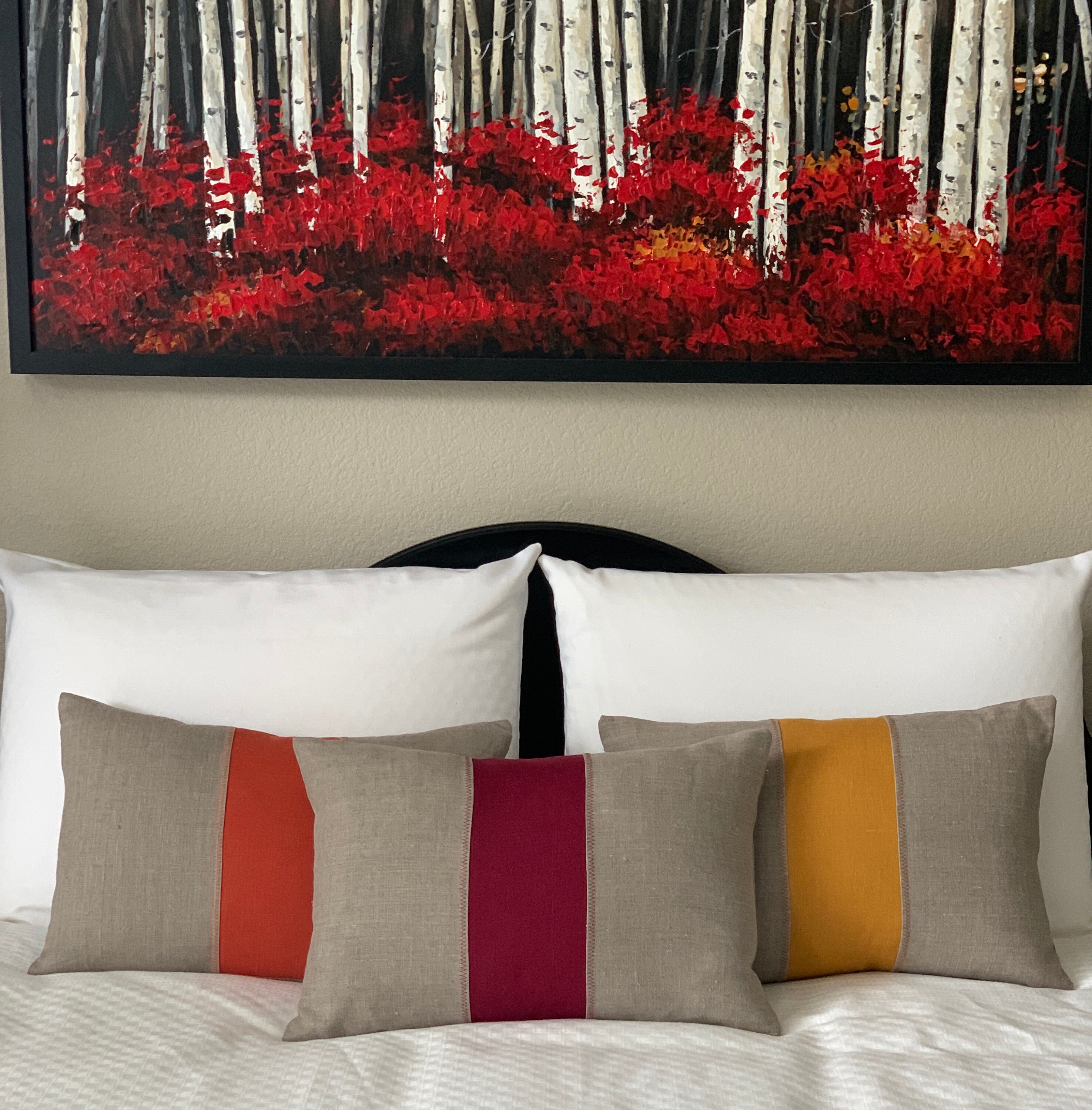 Rustic Modern Pillow Cover in Rustic Natural and Golden Linen by