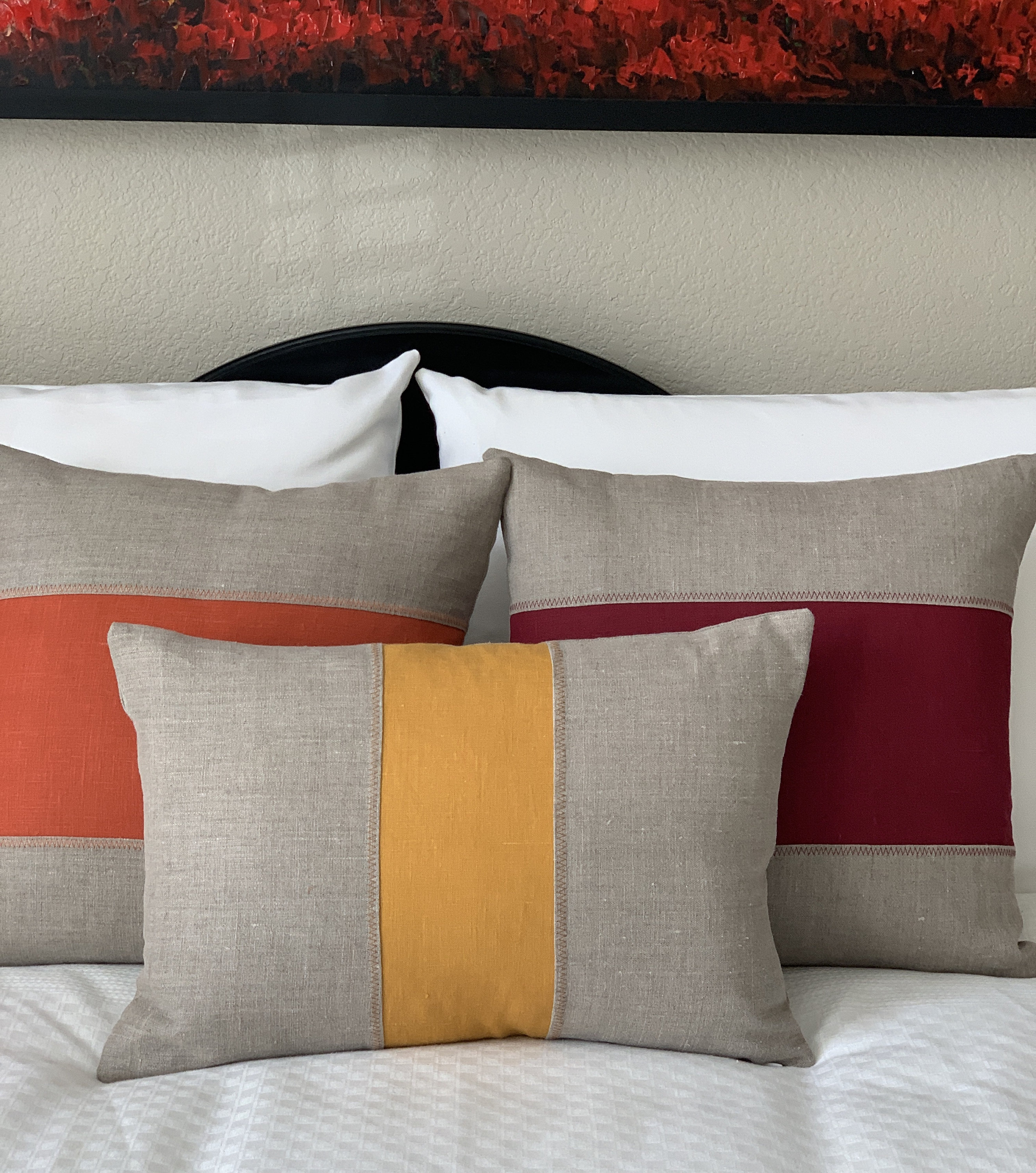 Rustic Modern Pillow Cover in Rustic Natural and Golden Linen by