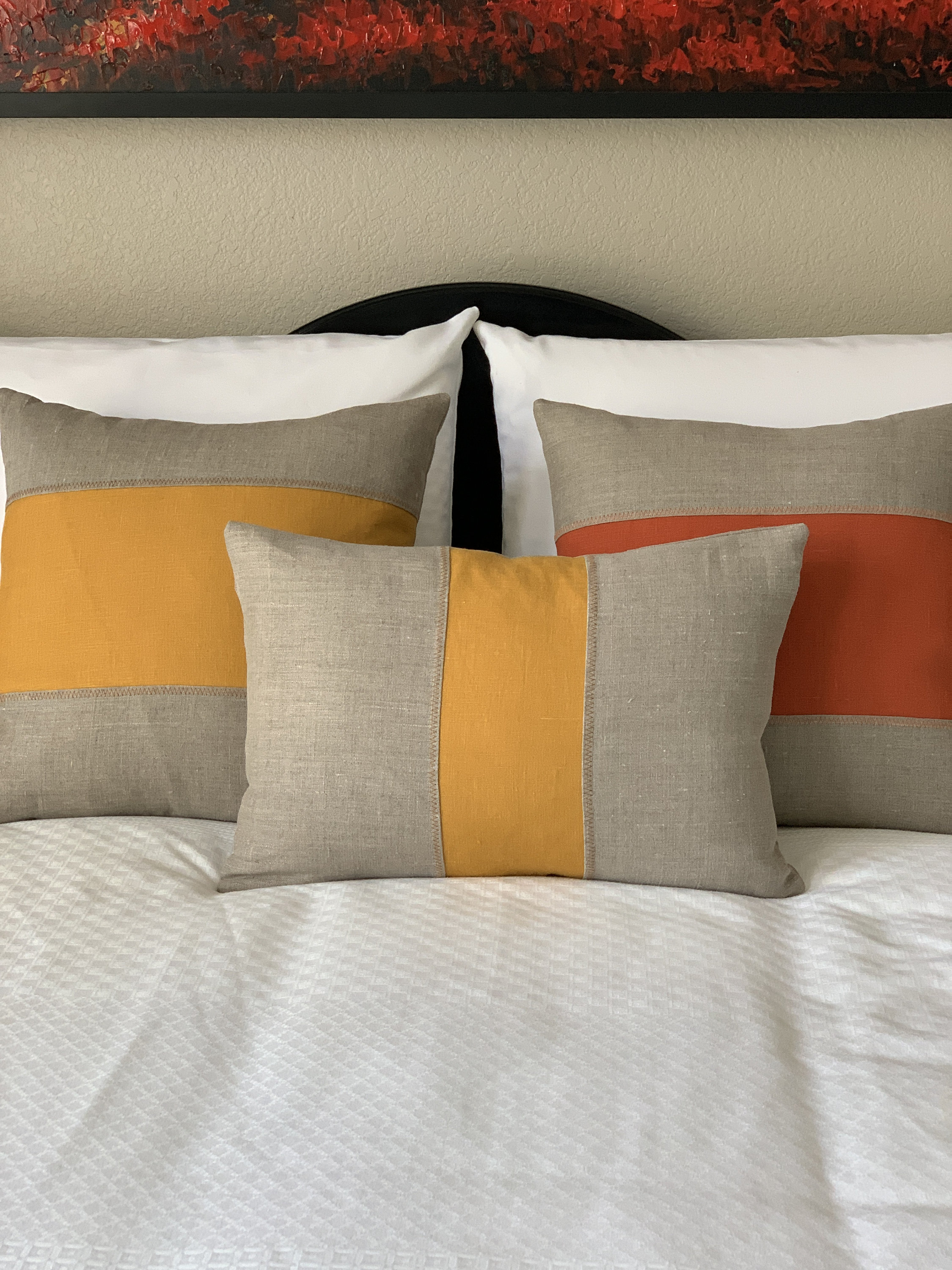 Rustic Modern Pillow Cover in Rustic Natural and Golden Linen by