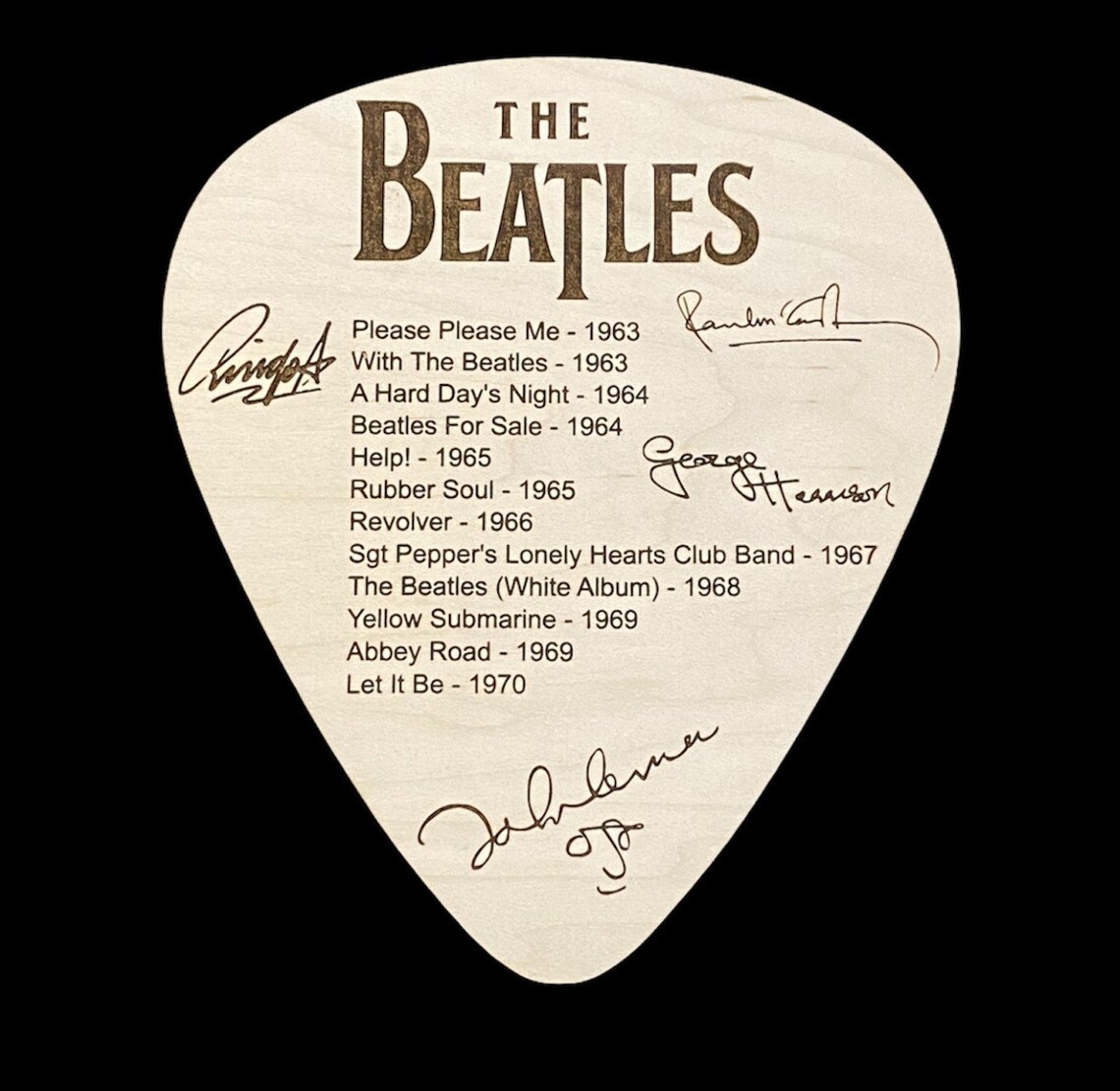 The Beatles JUMBO Guitar Pick With Discography and Facsimile Etsy