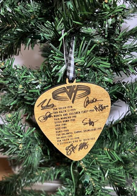 Van Halen Christmas Ornament Guitar Pick With Discography and