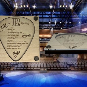 U2 Layered Coaster (Set of 2) with Discography and Facsimile Autographs 4&quot; x 4&quot; Laser Engraved