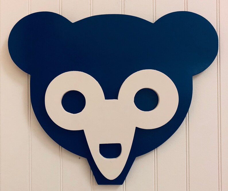 Chicago Cubs Wooden Logo 19.5 X 17 Cubbie Bear Etsy