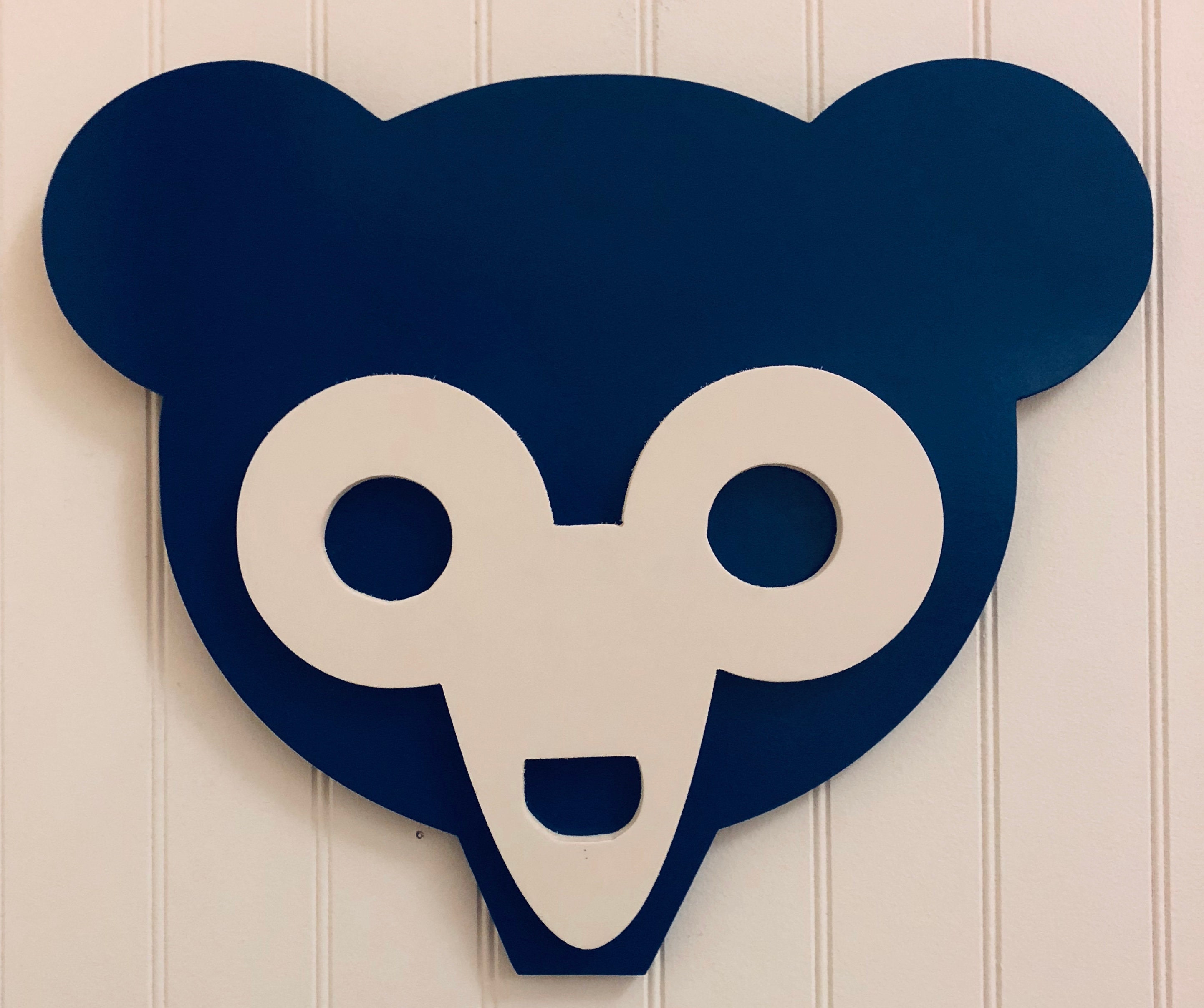 Chicago Cubs Wooden Logo 19.5 x 17 ~ Cubbie Bear