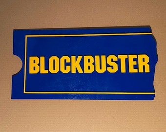 19" x 9" Blockbuster Video Wood Wall Decor Mancave Home Theater Room Cinema Sign