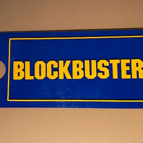 30.5" x 15.5" Blockbuster Video Wood Wall Decor Mancave Home Theater Room Cinema Sign