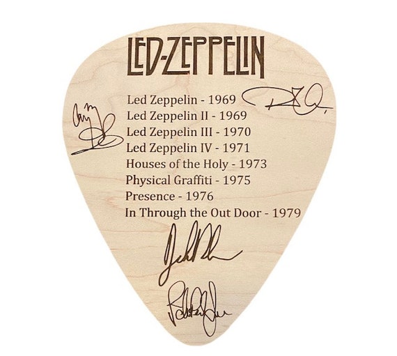 Led Zeppelin LARGE Guitar Pick With Discography and Facsimile