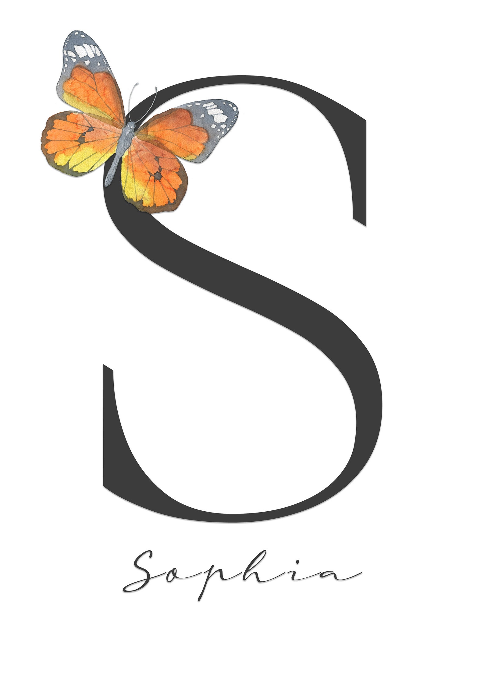Personalised Girls Name Print / Butterfly Name Print / Custom Name ...