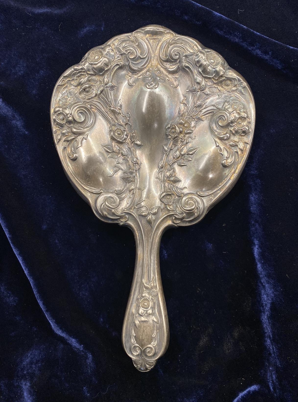 Antique silver plated hand mirror - Etsy 日本