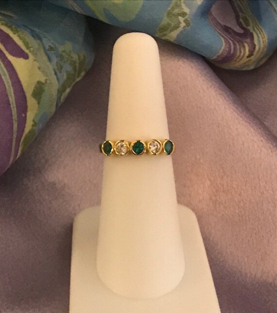 Stackable Emerald with Diamond Band