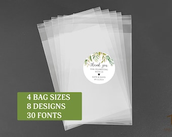 Personalized Favor Treat Bags with Labels Stickers Wedding Baby Shower Baptism  Bridal Shower Bachelorette Birthday Graduate Elegant Party
