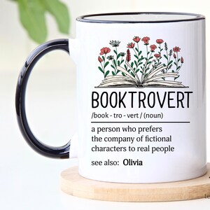 Booktrovert Mug, Book Lover Gift For Woman Man Him, Personalized Book Club Gift, Bookworm Booklover Reader Book Nerd Bookish Floral Cup