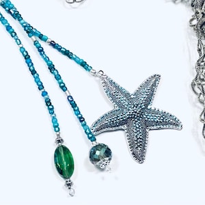Starfish Fan Pull, Starfish Light Pull, Coastal Fan Pull, Ocean Theme Pull, Coastal Light Pull, Hand Beaded Coastal Pull