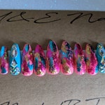 Pink and blue foil nails