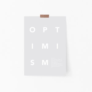 Optimism Print | PRINTABLE | Definition | Gray | Aesthetic Decor Wall Art | Quote Prints | Inspirational Quotes | Modern Minimalist Print