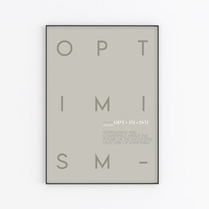 Optimism Print | PRINTABLE Definition Wall Art | Inspirational Quote Prints | Aesthetic Decor | Positivity Self Care Modern Print Sage Green