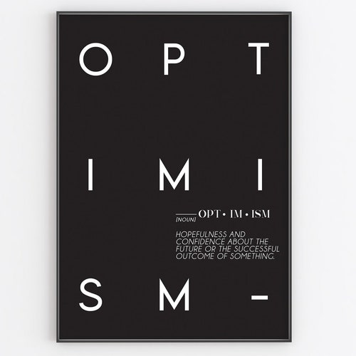 Optimism Definition Print PRINTABLE Black and White - Etsy